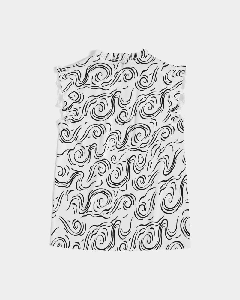Women's Wave Ruffle Sleeve Top